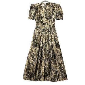 Vintage‎ 80's  100% Silk Smoked Waist Back  Dress Size 10 Fairy Karin Stevens